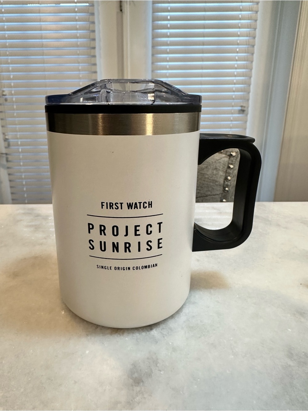 First Watch Restaurant “Project Sunrise” White Coffee Cup Tumbler, 12oz